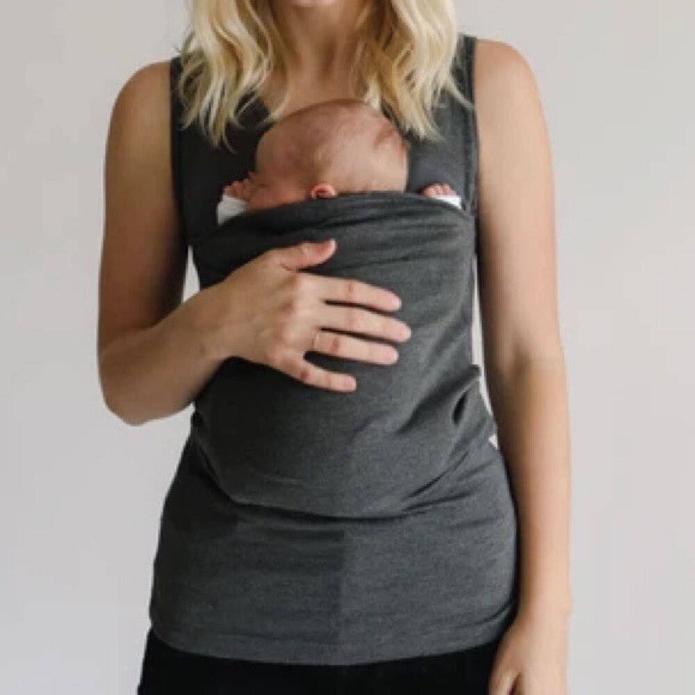 LALABU Womens Gray Soothe Shirt Baby Nursing Large